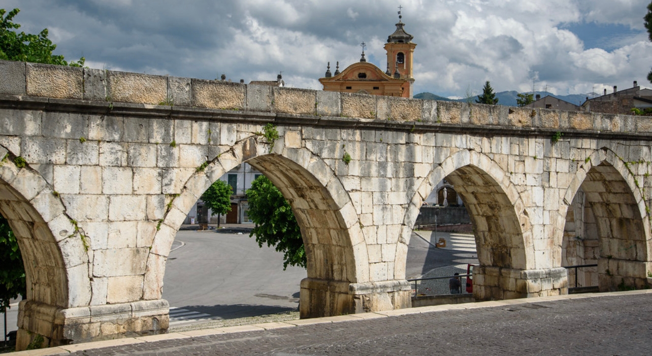 Impressive view of Sulmona historical center and its majestic