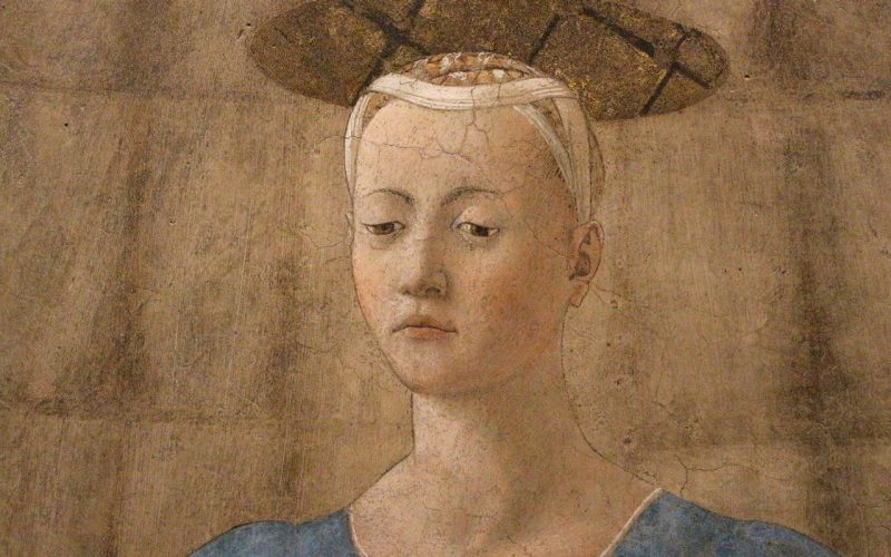 Dettaglio della Madonna del parto di Piero della Francesca conservato a Monterchi